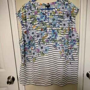 Talbots Multicolor Floral Striped Blouse